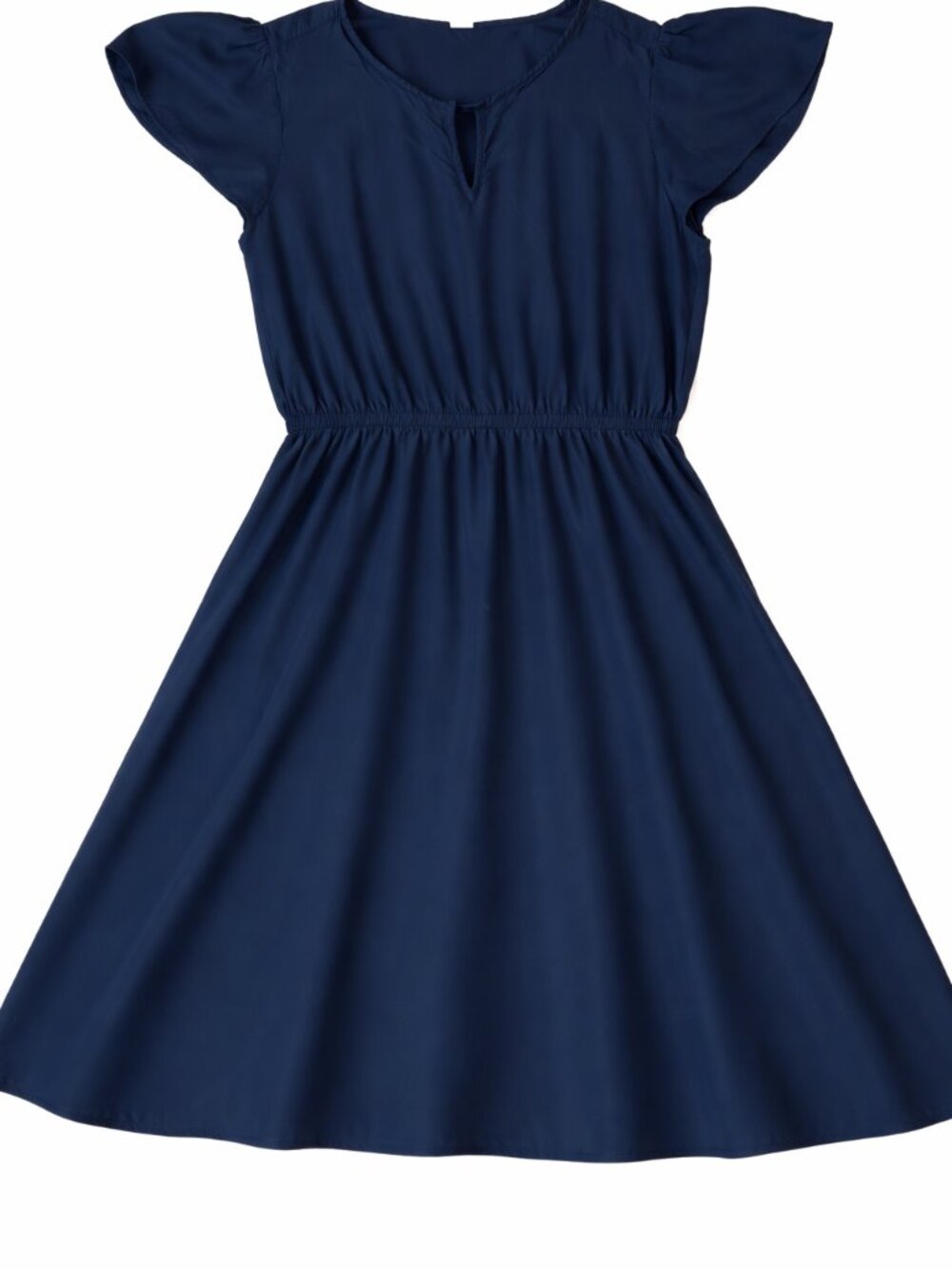 Old Navy Navy Blue Flutter Sleeve Keyhole Mini Dress Size L Cinched Waist